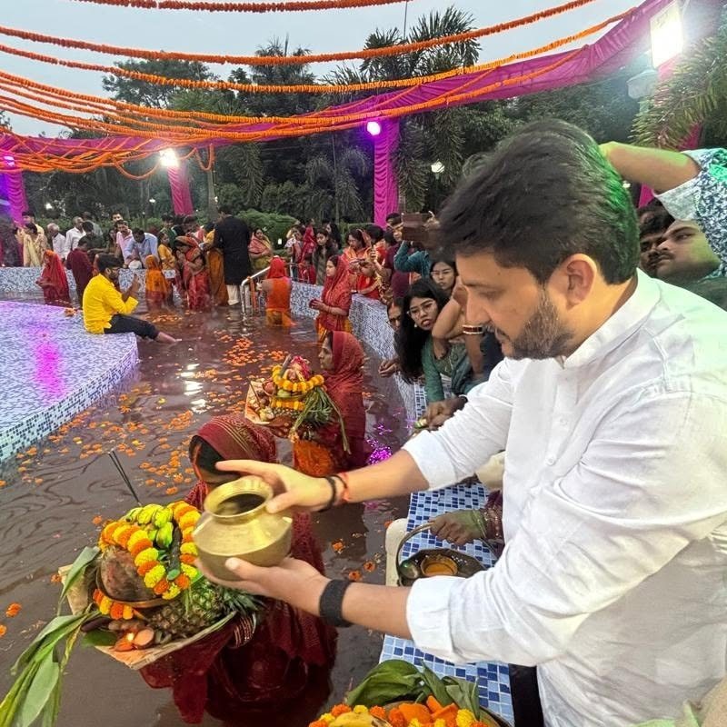 Rituraj Sinha at festival celebrations with citizens